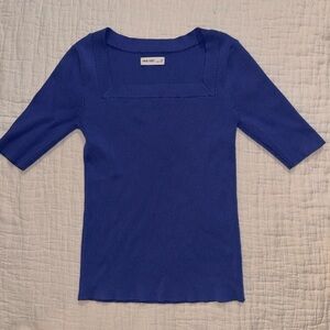 Nine West Royal Blue Ribbed Short Sleeve Top SZ: M